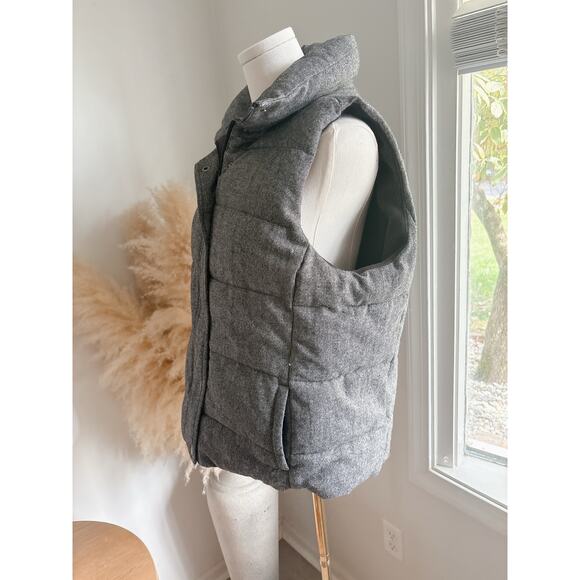 Old Navy Gray Tweed Puffer Vest Women’s Large Zip Up Outdoor Gorpcore Layering - Picture 6 of 10